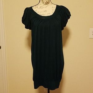 👚 PIACE 👚 RUFFLED DARK GREEN TUNIC